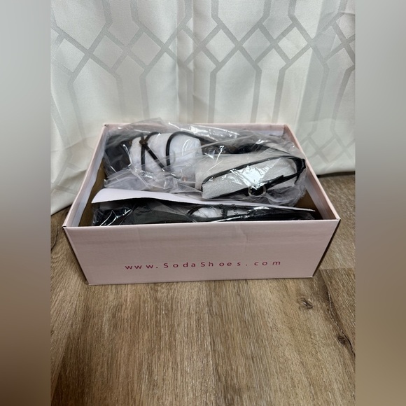 Soda Black Strappy Block Heels - Picture 6 of 9